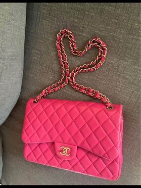 Chanel Hot Pink Jumbo Lambskin GHW. Going to consignment in two days.